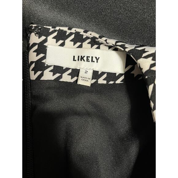 Likely Size 2 Black and White Houndstooth Long Sleeve Midi Dress - Picture 2 of 8